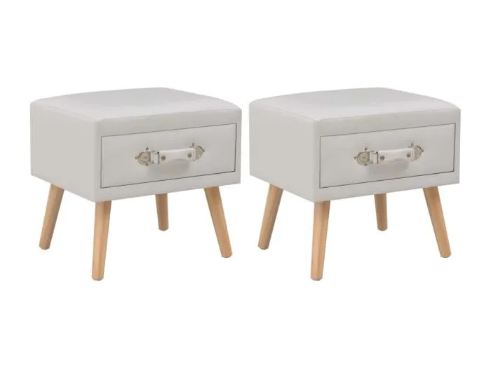 Nachttische 2 Stk. Weiß 40 x 35 x 40 cm Kunstleder