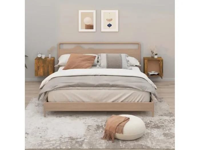 Wand-Nachttische 2 Stk. Räuchereiche 50x30x47 cm