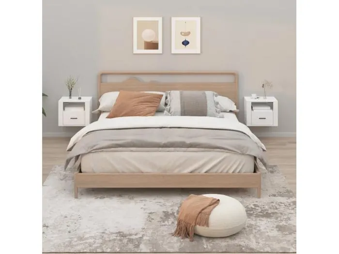 Wand-Nachttische 2 Stk. Hochglanz-Weiß 50x36x40 cm