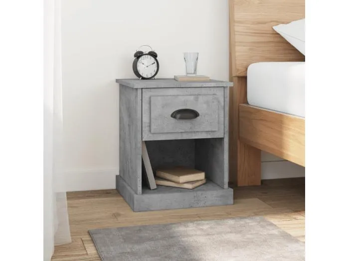 Nachttische 2 Stk. Betongrau 39x39x47,5 cm Holzwerkstoff