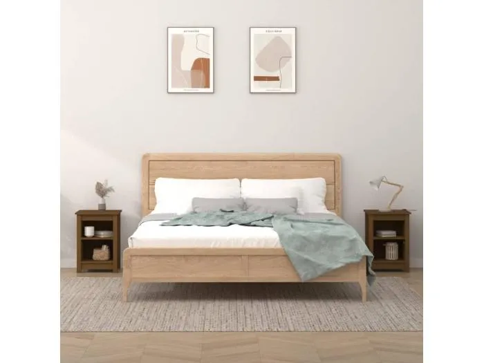 Nachttische 2 Stk. Honigbraun 40x35x55 cm Massivholz Kiefer
