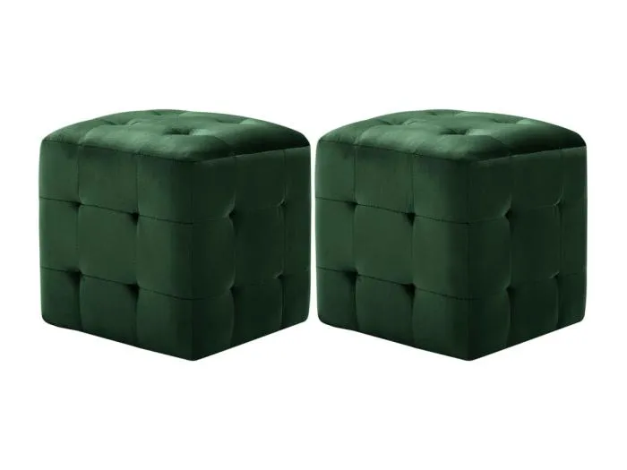 Nachttische 2 Stk. Grün 30x30x30 cm Samtstoff