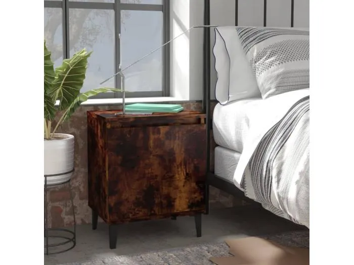 Nachttisch mit Metallbeinen Räuchereiche 40x30x50 cm