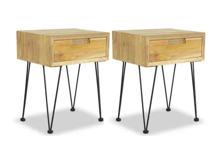 Nachttische 2 Stk. 40x30x50 cm Teak Massivholz