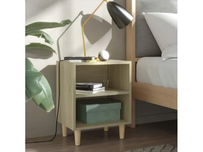 Nachttisch mit Massivholz-Beinen Sonoma-Eiche 40x30x50cm