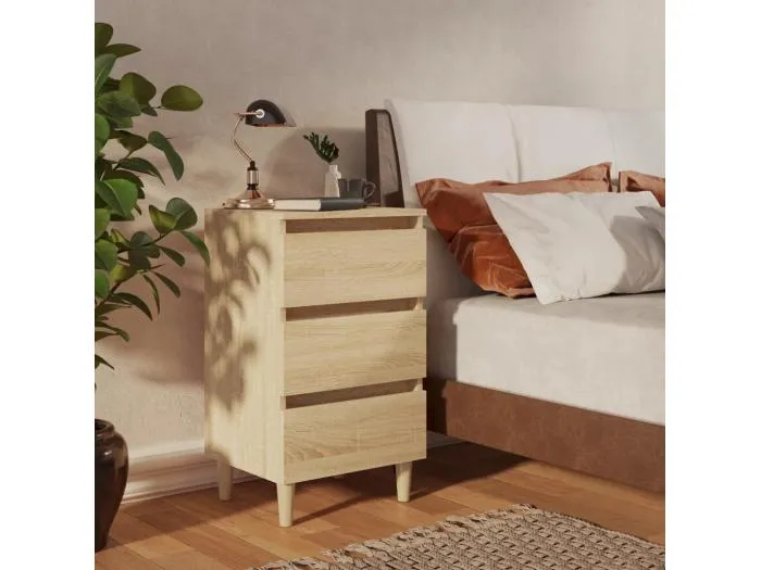 Nachttisch mit Massivholz-Beinen Sonoma-Eiche 40x35x69 cm