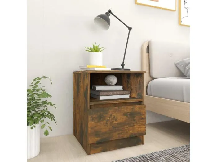 Nachttische 2 Stk. Räuchereiche 40x40x50 cm Holzwerkstoff