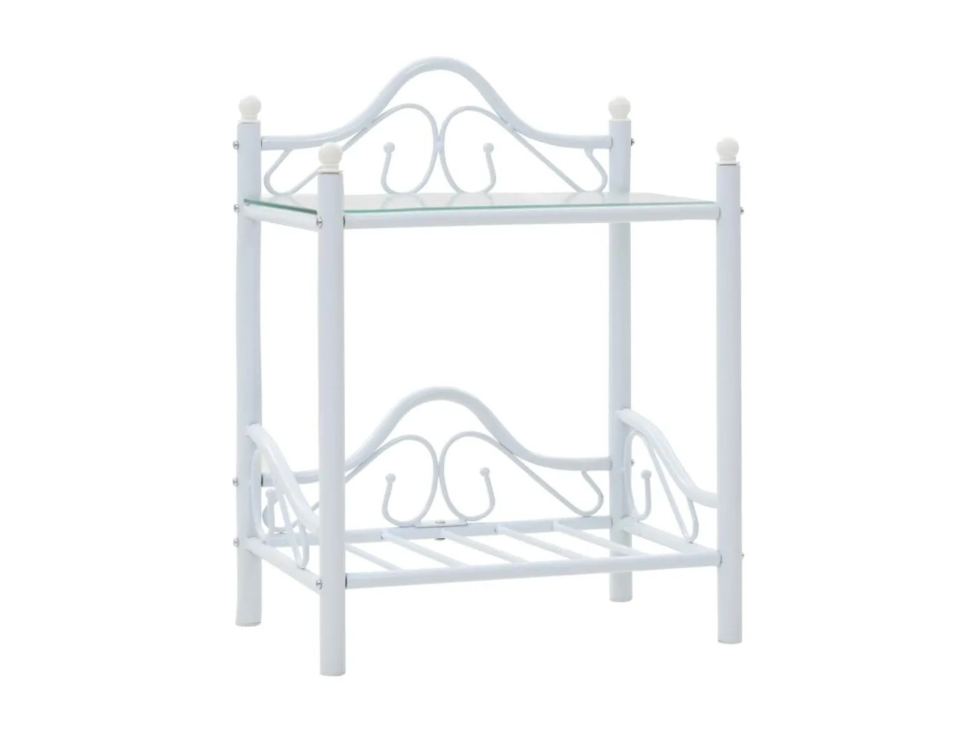 Nachttisch Stahl und Hartglas 45x30,5x60 cm Weiß