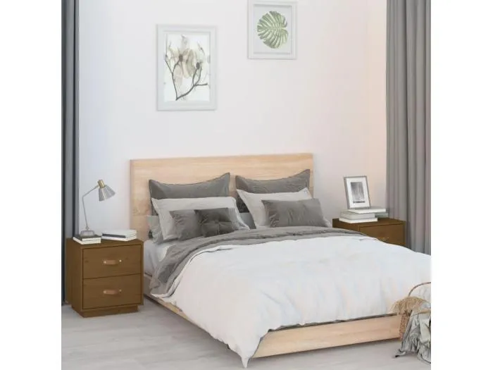 Nachttische 2 Stk. Honigbraun 40x34x45 cm Massivholz Kiefer