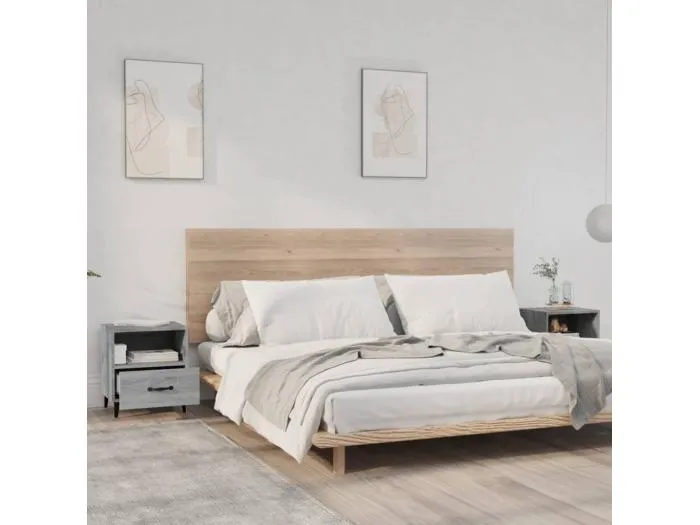 Nachttische 2 Stk. Grau Sonoma Holzwerkstoff