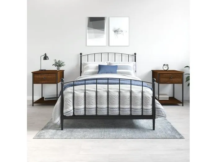 Nachttische 2 Stk. Braun Eichen-Optik 44x45x58 cm Holzwerkstoff