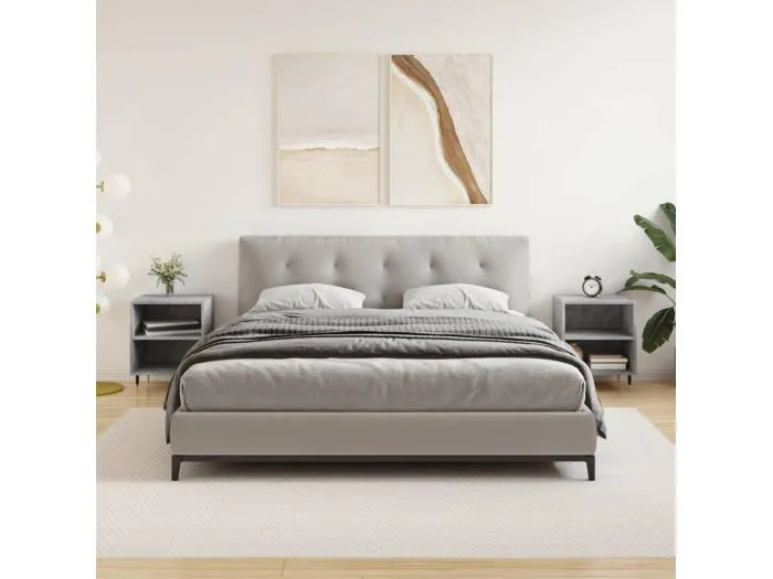 Nachttische 2 Stk. Betongrau 40x30x50 cm Holzwerkstoff