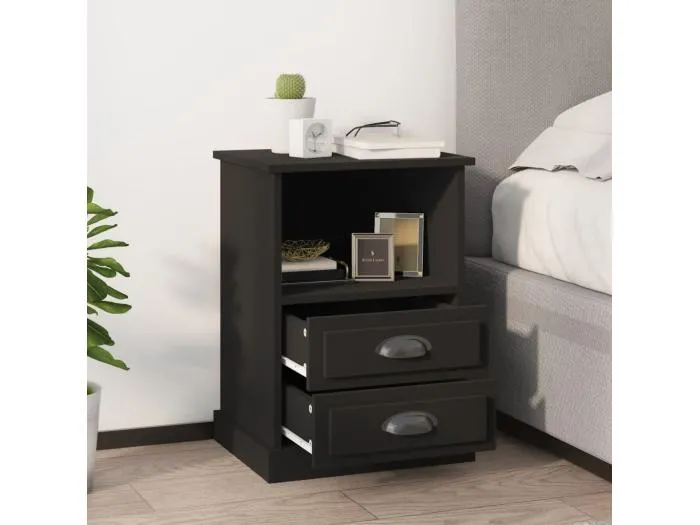 Nachttische 2 Stk. Schwarz 43x36x60 cm