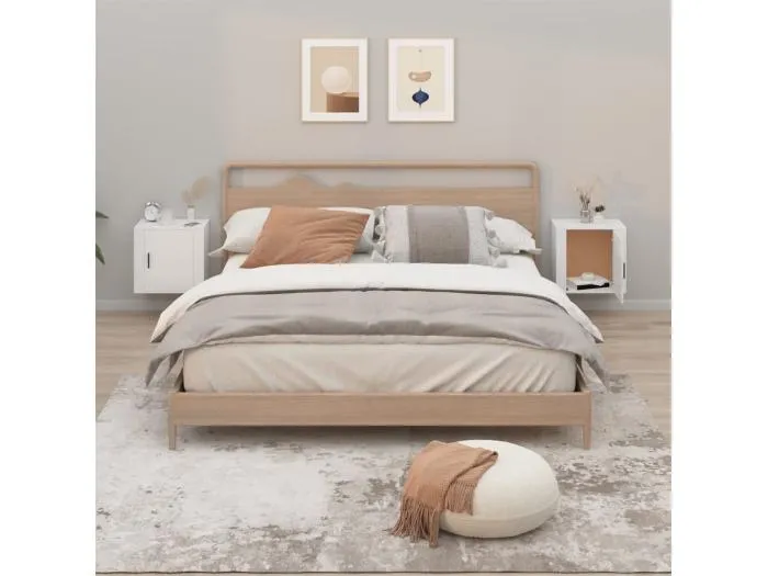 Wand-Nachttische 2 Stk. Weiß 50x30x47 cm