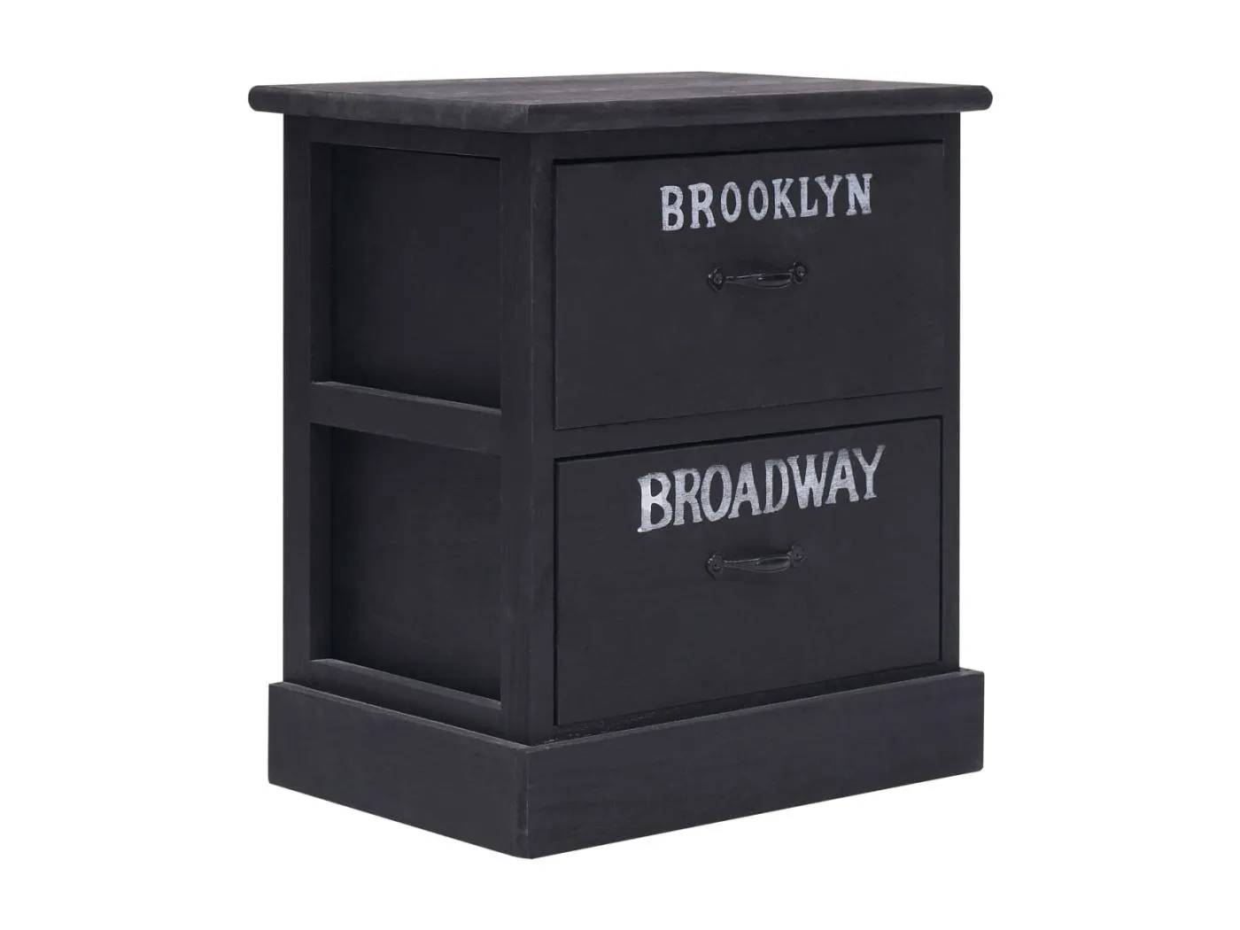 Nachttisch Schwarz 38×28×45 cm Paulownia-Holz