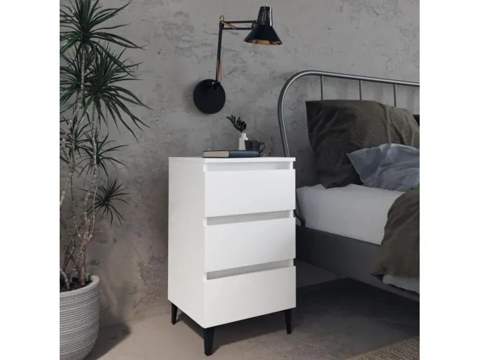 Nachttisch mit Metallbeinen Weiß 40x35x69 cm