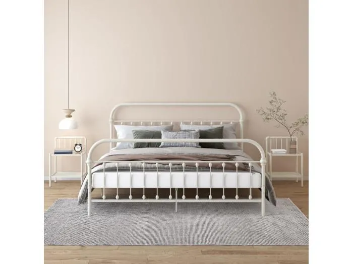 Nachttische 2 Stk. Weiß Transparent Metall und Glas