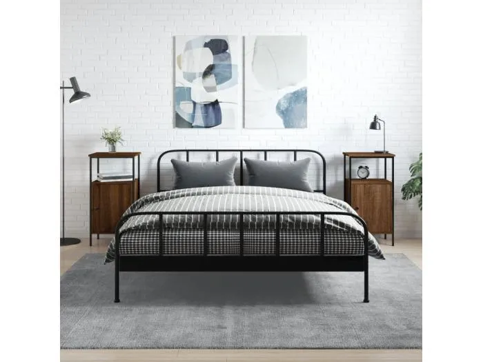 Nachttische 2 Stk. Braun Eichen-Optik 41x31x80 cm Holzwerkstoff