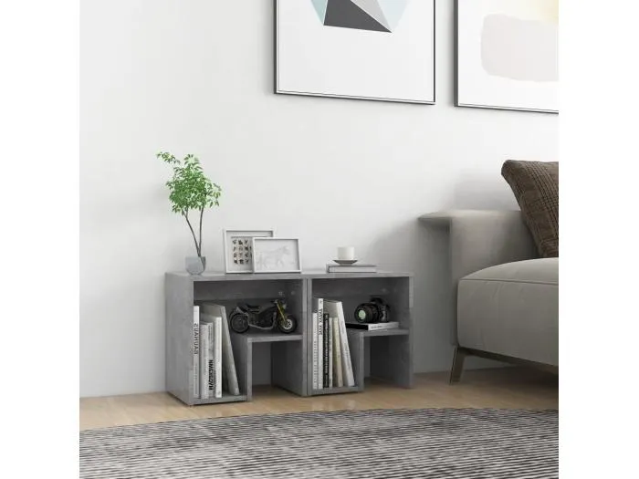 Nachttische 2 Stk. Betongrau 40x30x40 cm Holzwerkstoff