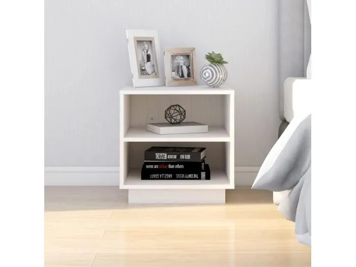 Nachttisch Weiß 40x34x40 cm Massivholz Kiefer