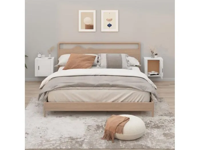 Wand-Nachttische 2 Stk. Hochglanz-Weiß 50x30x47 cm