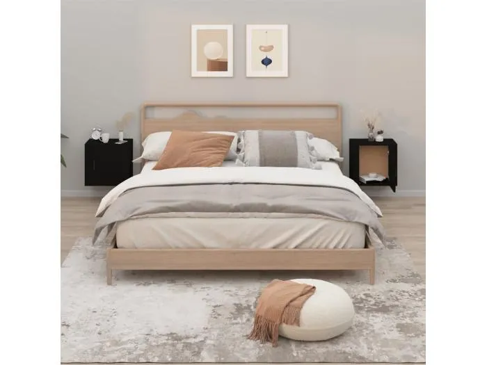 Wand-Nachttische 2 Stk. Schwarz 50x30x47 cm