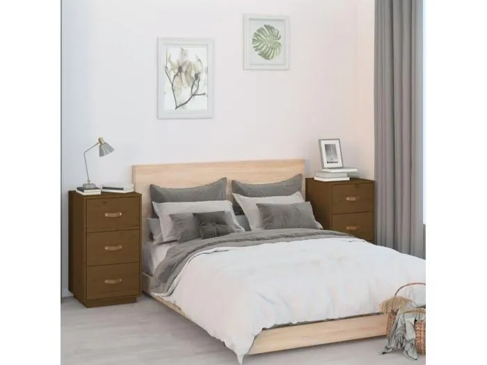 Nachttische 2 Stk. Honigbraun 40x40x75 cm Massivholz Kiefer