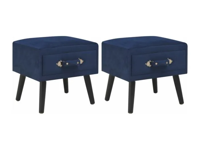 Nachttische 2 Stk. Blau 40 x 35 x 40 cm Samt