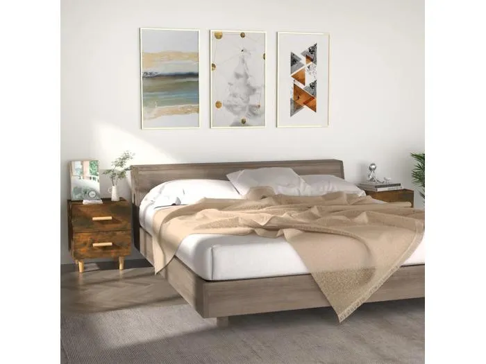 Nachttische 2 Stk. Räuchereiche 40x35x47,5 cm