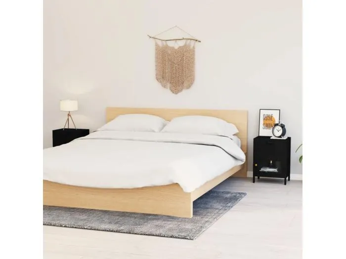 Nachttische 2 Stk. Schwarz 40x30x54,5 cm Stahl und Glas