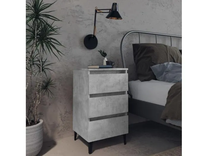 Nachttische mit Metallbeinen 2 Stk. Betongrau 40x35x69 cm