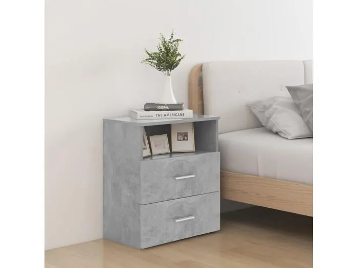 Nachttische 2 Stk. Betongrau 50x32x60cm