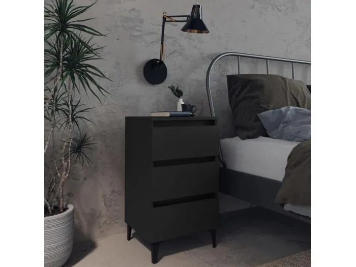 Nachttisch mit Metallbeinen Schwarz 40x35x69 cm