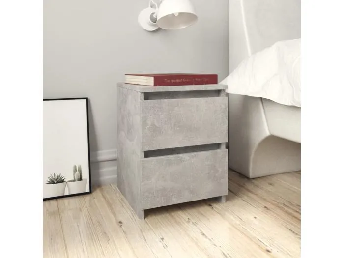 Nachttische 2 Stk. Betongrau 30×30×40 cm Holzwerkstoff
