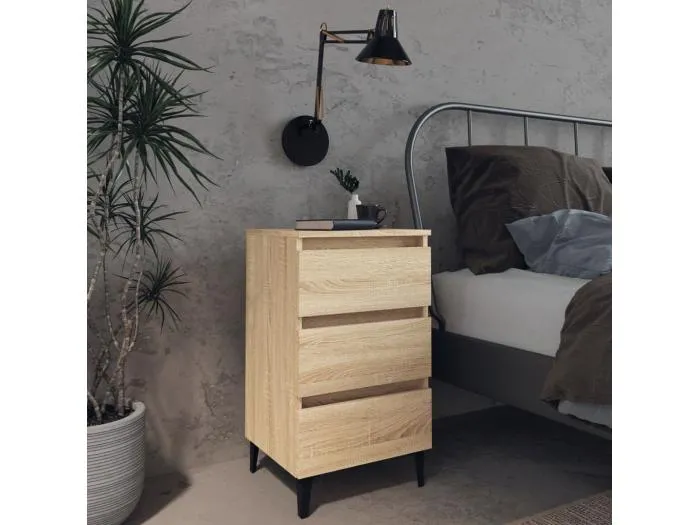 Nachttisch mit Metallbeinen Sonoma-Eiche 40x35x69 cm