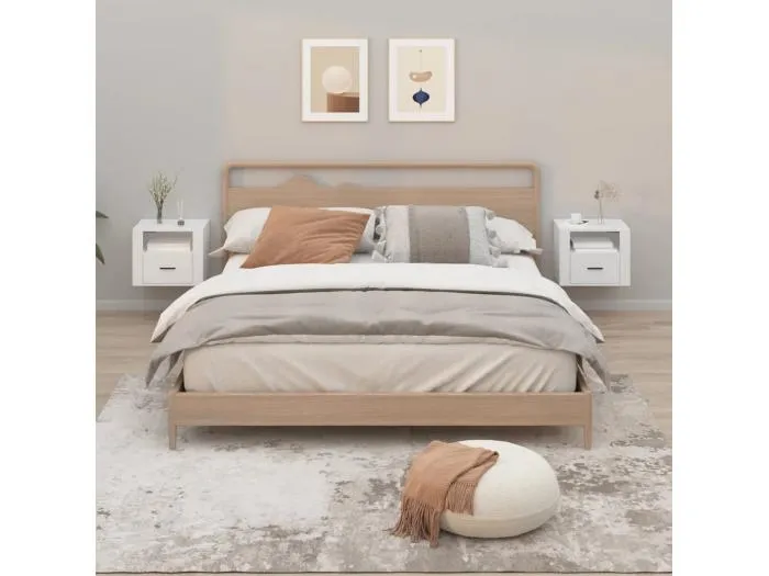 Wand-Nachttische 2 Stk. Weiß 50x36x40 cm