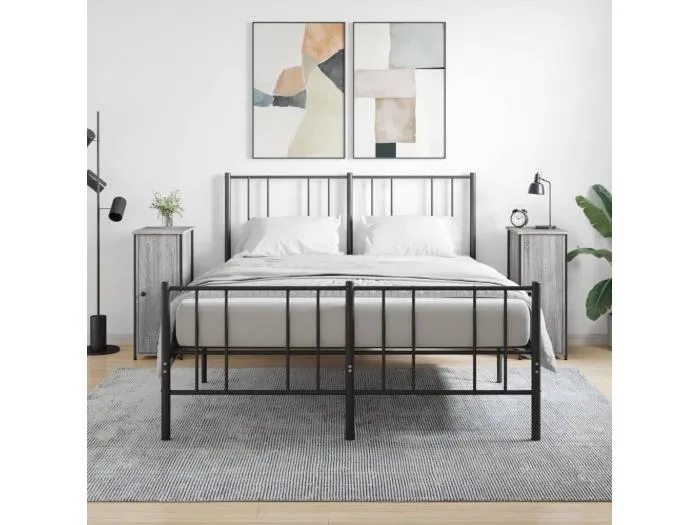 Nachttische 2 Stk. Grau Sonoma 32x42x80 cm Holzwerkstoff