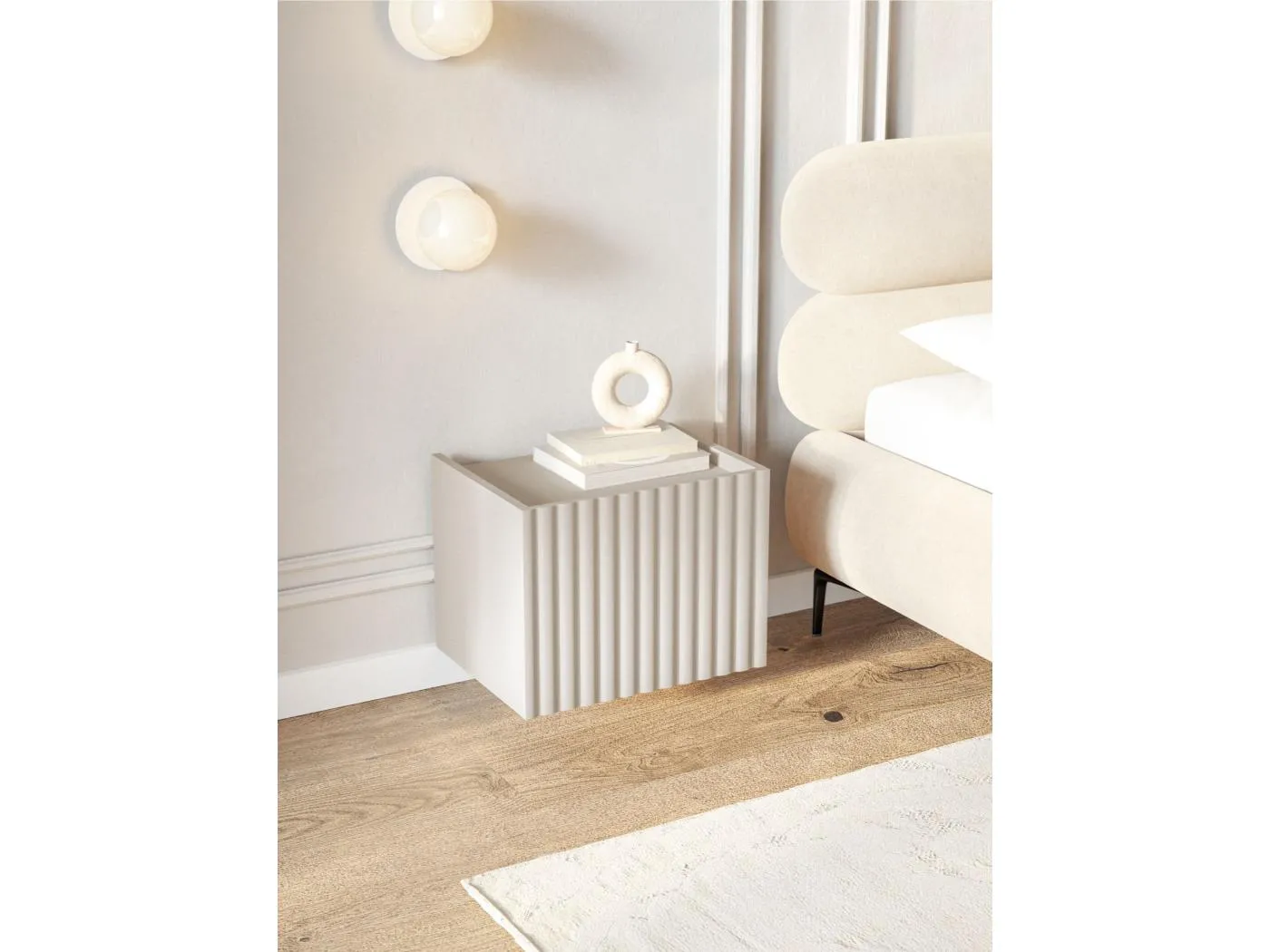 Wandnachttisch - Greige - 48 cm - FIORRA