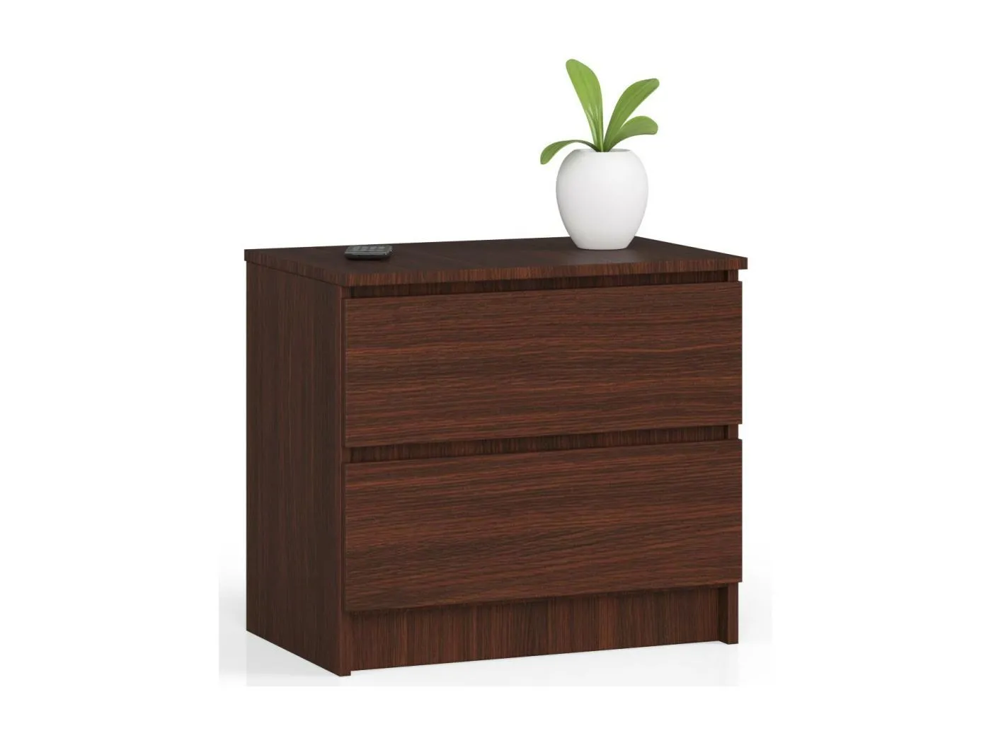 Nachttisch in minimalistischer Optik AKORD K60 in der Farbe Wenge mit 2 Schubladen B60 x H55 x T40 cm