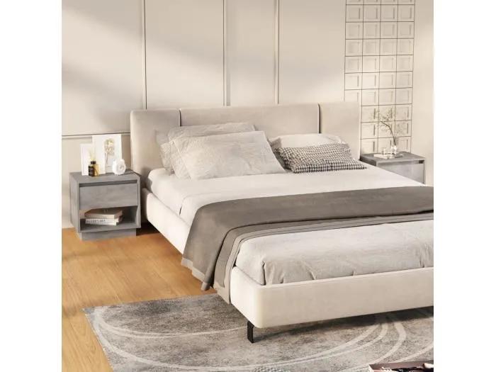 Nachttische 2 Stk. Betongrau 45x34x44 cm Holzwerkstoff