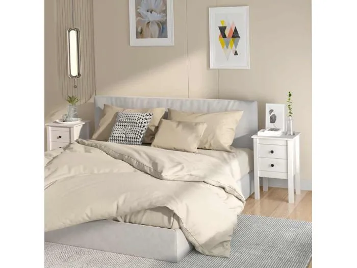 Nachttische 2 Stk. Weiß 40x35x61,5 cm Massivholz Kiefer