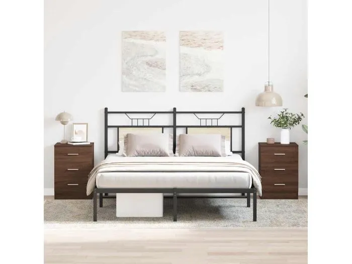 Nachttische 2 Stk. Braun Eichen-Optik 38x35x56 cm Holzwerkstoff