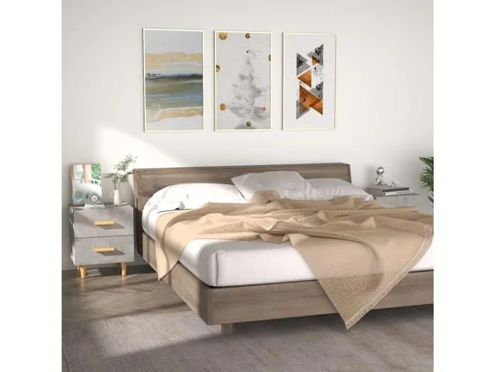 Nachttische 2 Stk. Betongrau 40x35x47,5 cm