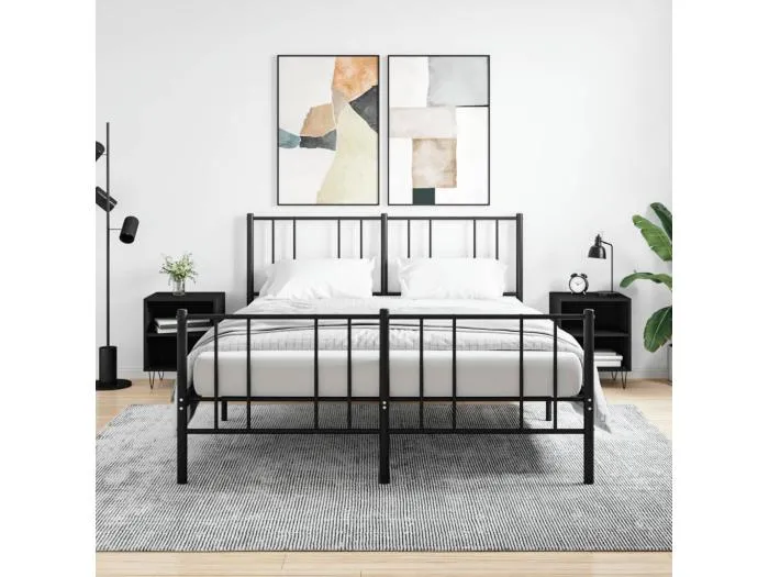 Nachttische 2 Stk. Schwarz 40x30x50 cm Holzwerkstoff