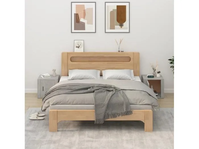 Nachttische 2 Stk. Betongrau 50x39x47 cm