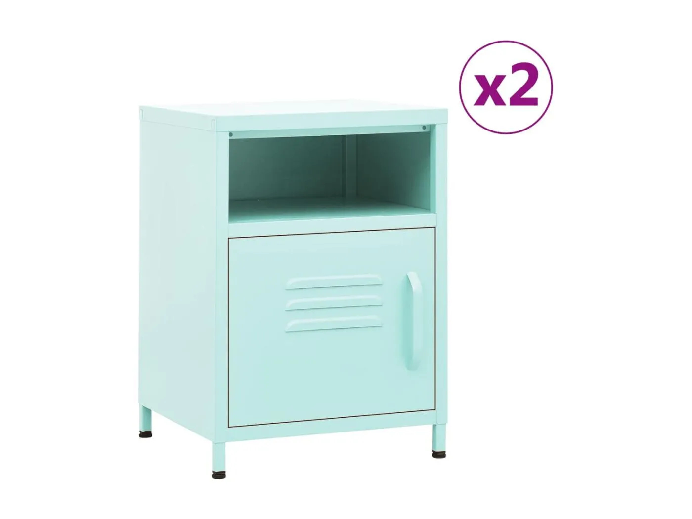 Nachttische 2 Stk. Minzgrün 35x35x51 cm Stahl