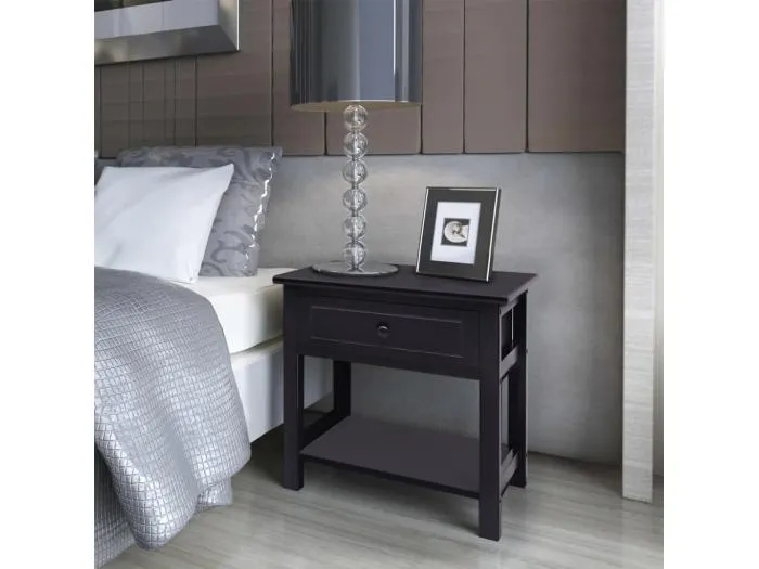 Nachttisch Holz Schwarz