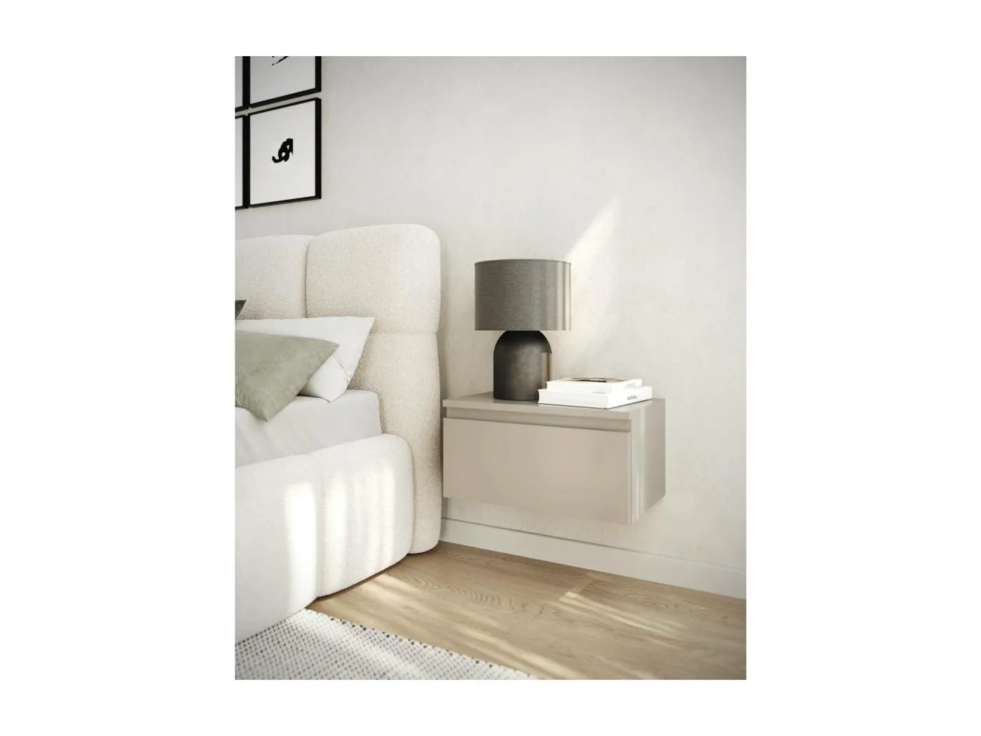 Wandnachttisch mit Schublade - Greige - 49 cm - BEMMI