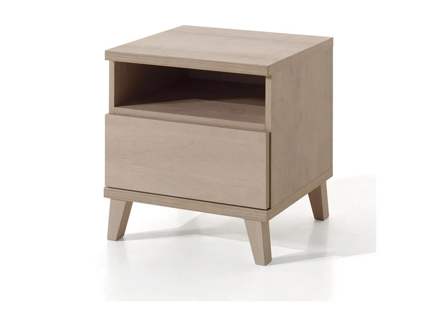 Nachttisch für Baby- und Kinderzimmer mit Schublade und Fach, Kollektion LOUISE Farbe River Oak Eiche