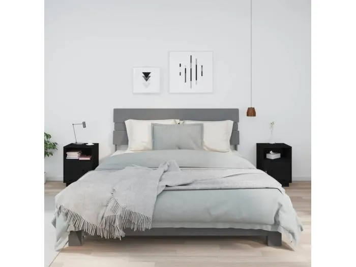 Nachttische 2 Stk. Schwarz 40x34x55 cm Massivholz Kiefer